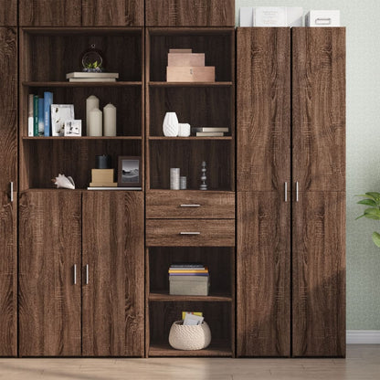 Highboard Brown Oak 50x42.5x185 cm Engineered Wood