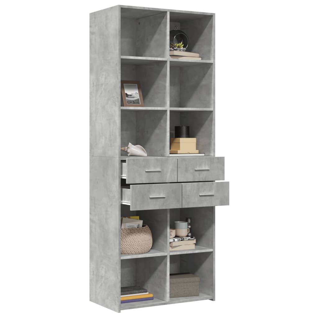 Highboard Concrete Grey 70x42.5x185 cm Engineered Wood