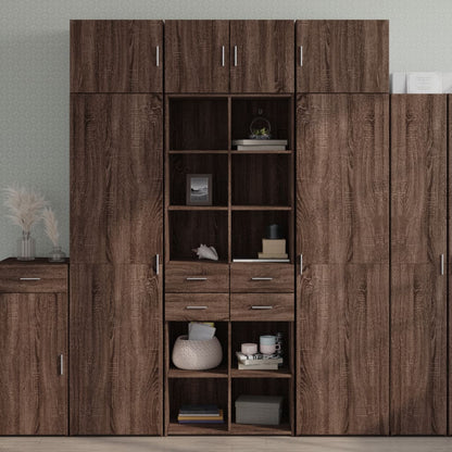 Highboard Brown Oak 70x42.5x185 cm Engineered Wood