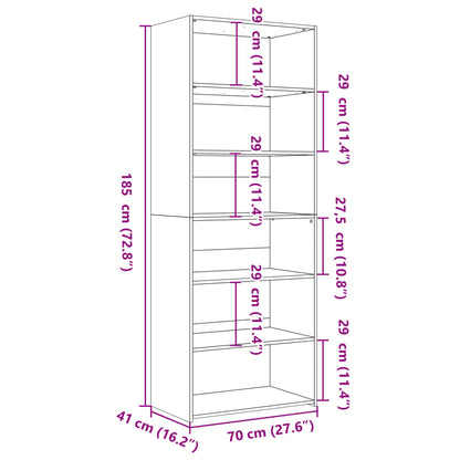 Highboard White 70x41x185 cm Engineered Wood