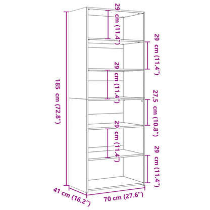 Highboard Black 70x41x185 cm Engineered Wood