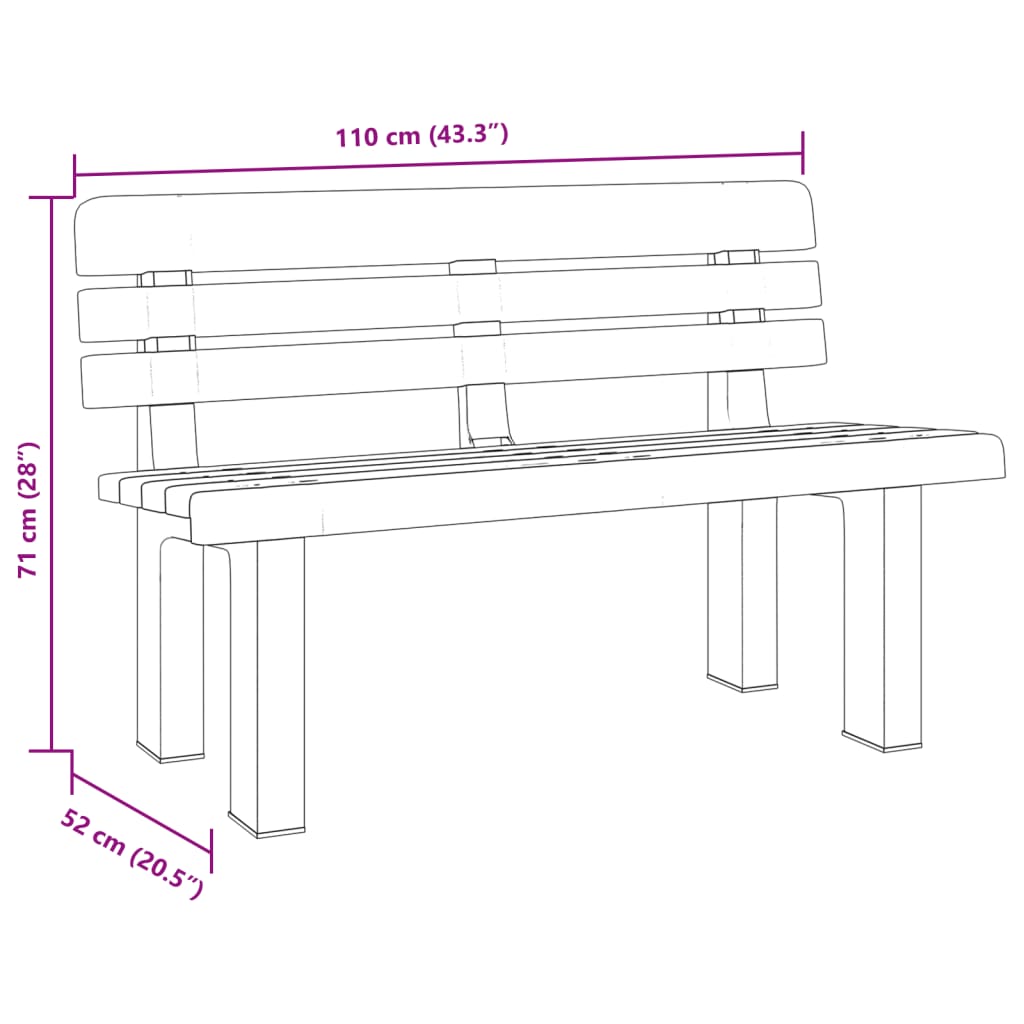 Garden Bench White 110x52x71 cm Polypropylene