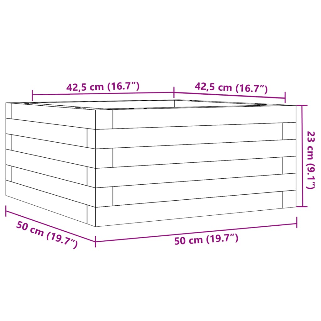 Garden Planter 50x50x23 cm Impregnated Wood Pine