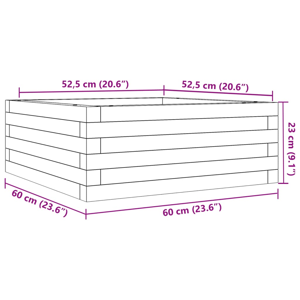 Garden Planter 60x60x23 cm Solid Wood Douglas