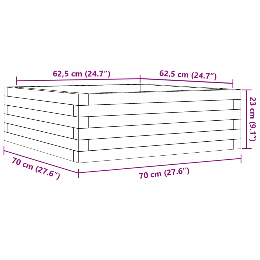 Garden Planter 70x70x23 cm Solid Wood Pine