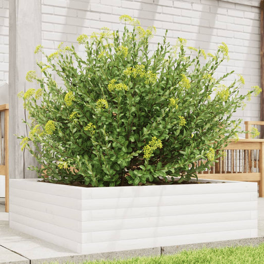 Garden Planter White 80x80x23 cm Solid Wood Pine