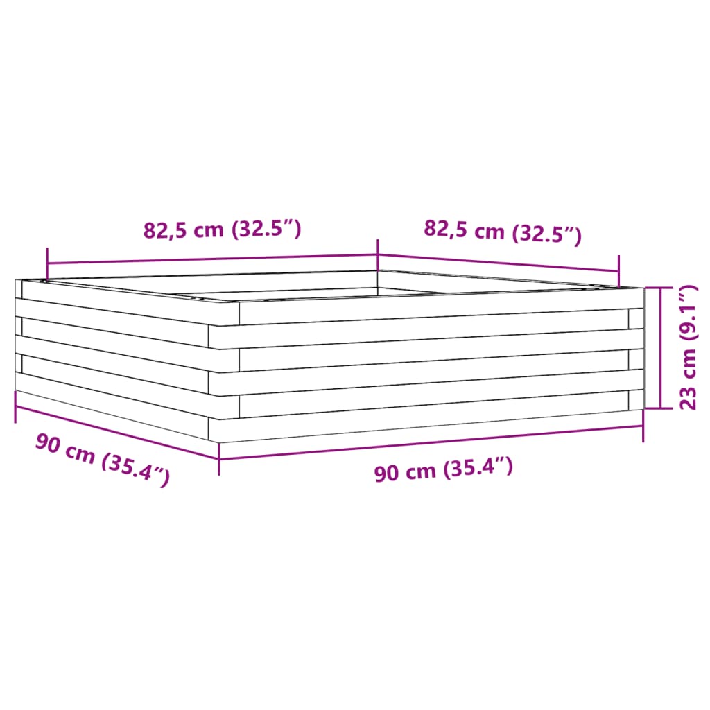 Garden Planter 90x90x23 cm Solid Wood Pine