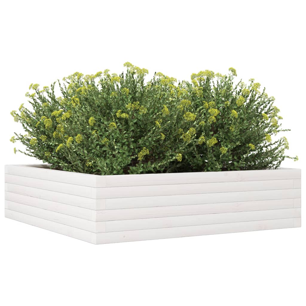 Garden Planter White 90x90x23 cm Solid Wood Pine