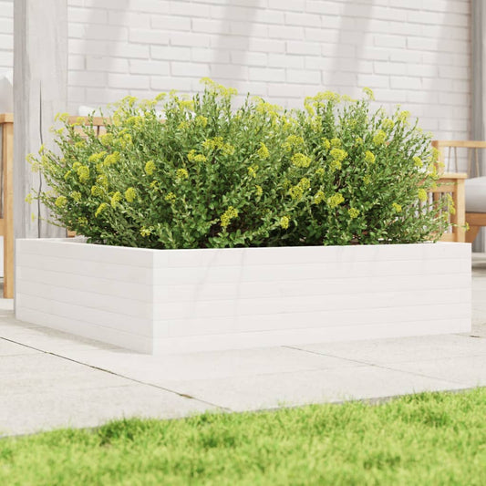 Garden Planter White 90x90x23 cm Solid Wood Pine