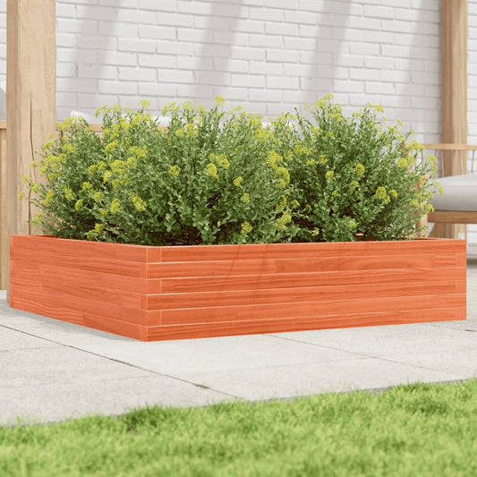 Garden Planter Wax Brown 100x100x23 cm Solid Wood Pine