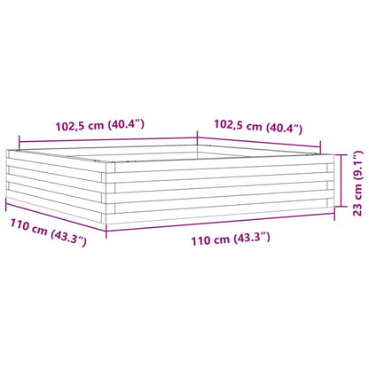 Garden Planter Wax Brown 110x110x23 cm Solid Wood Pine