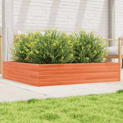 Garden Planter Wax Brown 110x110x23 cm Solid Wood Pine