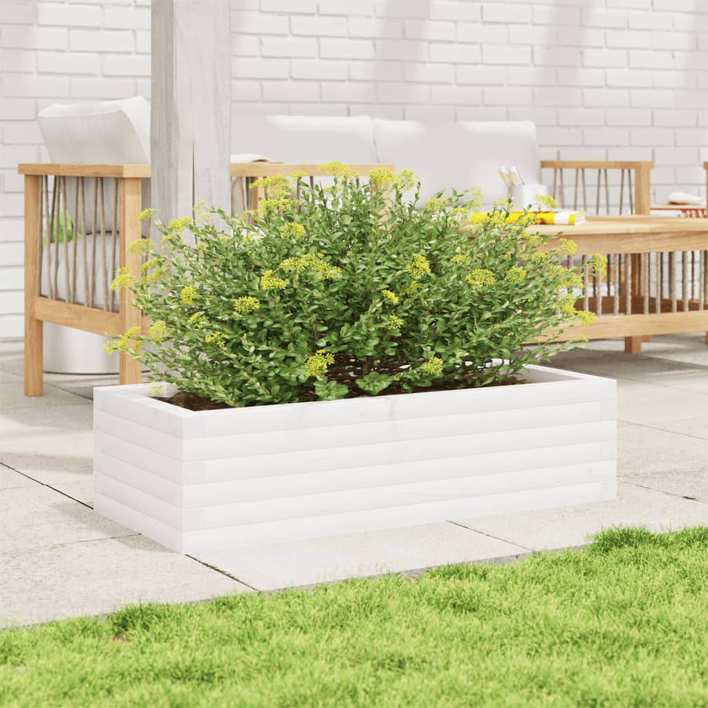 Garden Planter White 90x40x23 cm Solid Wood Pine