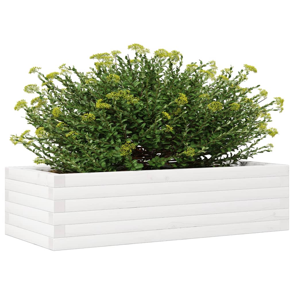 Garden Planter White 90x40x23 cm Solid Wood Pine