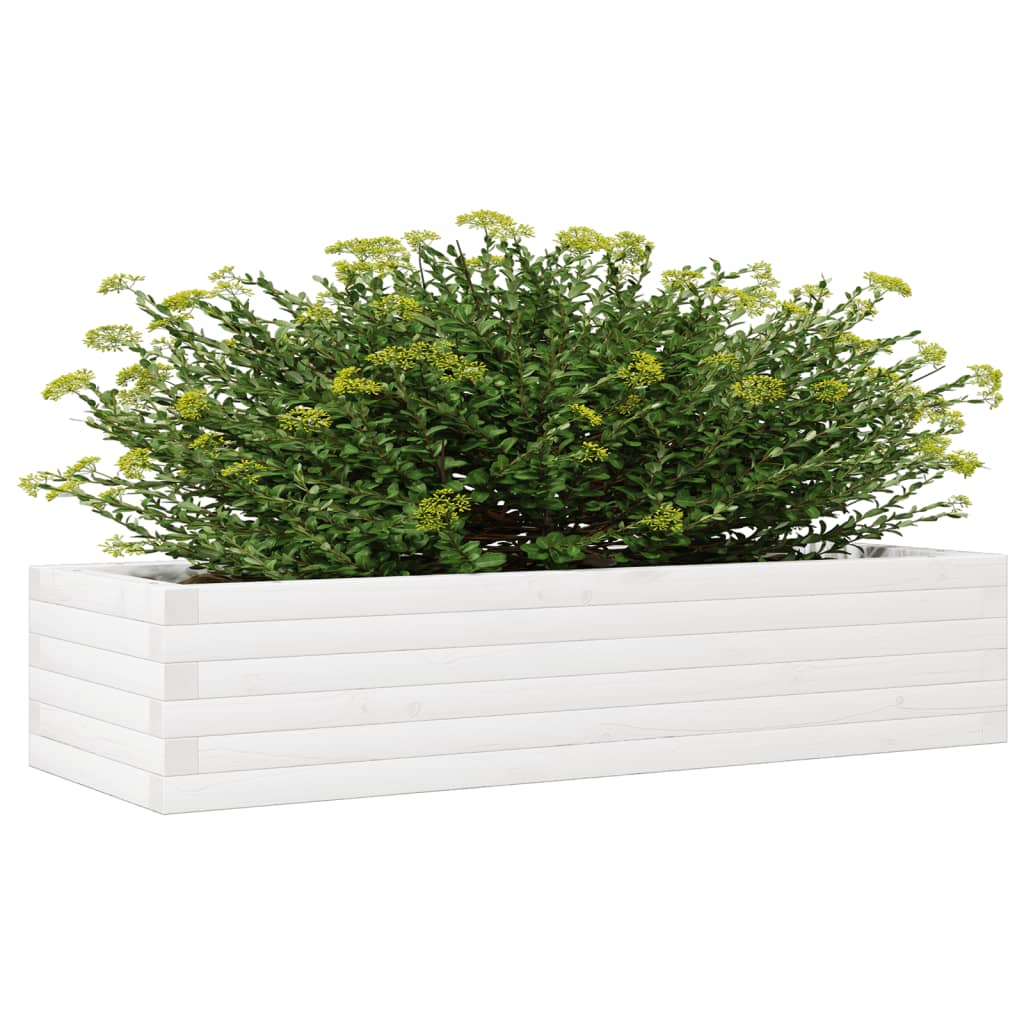 Garden Planter White 110x40x23 cm Solid Wood Pine