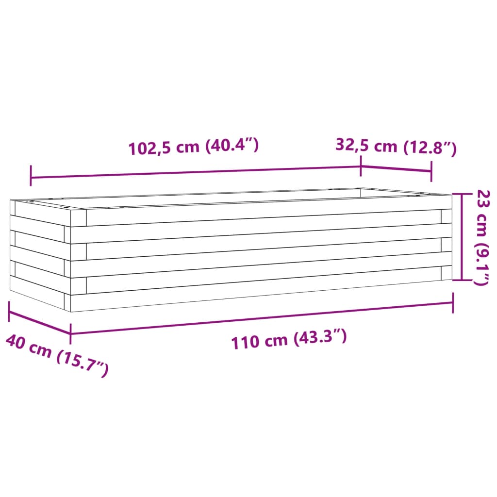 Garden Planter White 110x40x23 cm Solid Wood Pine