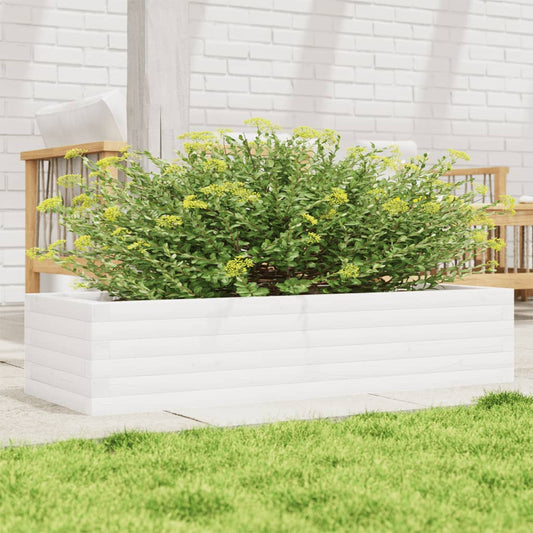 Garden Planter White 110x40x23 cm Solid Wood Pine