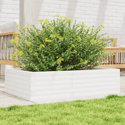 Garden Planter White 90x60x23 cm Solid Wood Pine