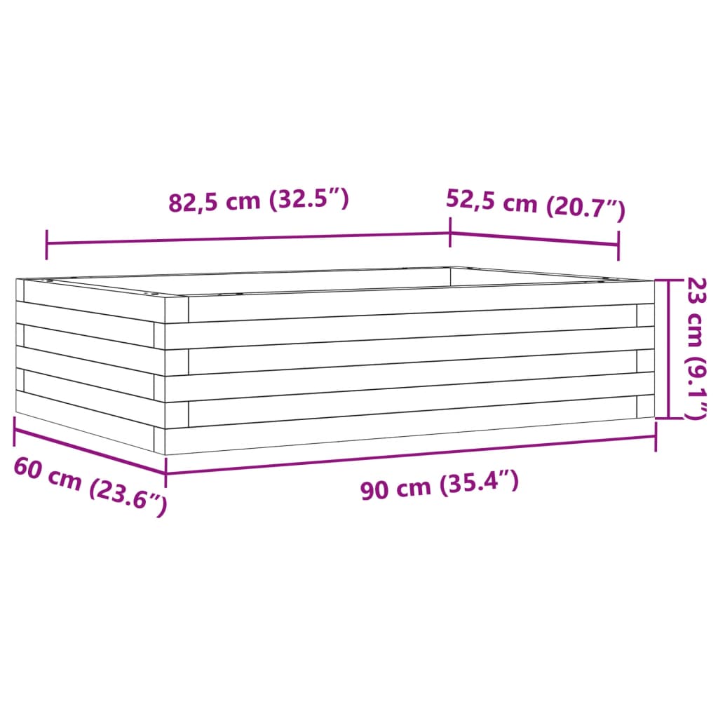 Garden Planter Wax Brown 90x60x23 cm Solid Wood Pine