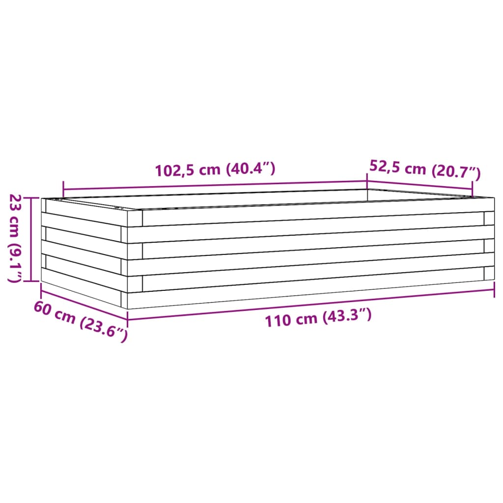 Garden Planter 110x60x23 cm Solid Wood Pine