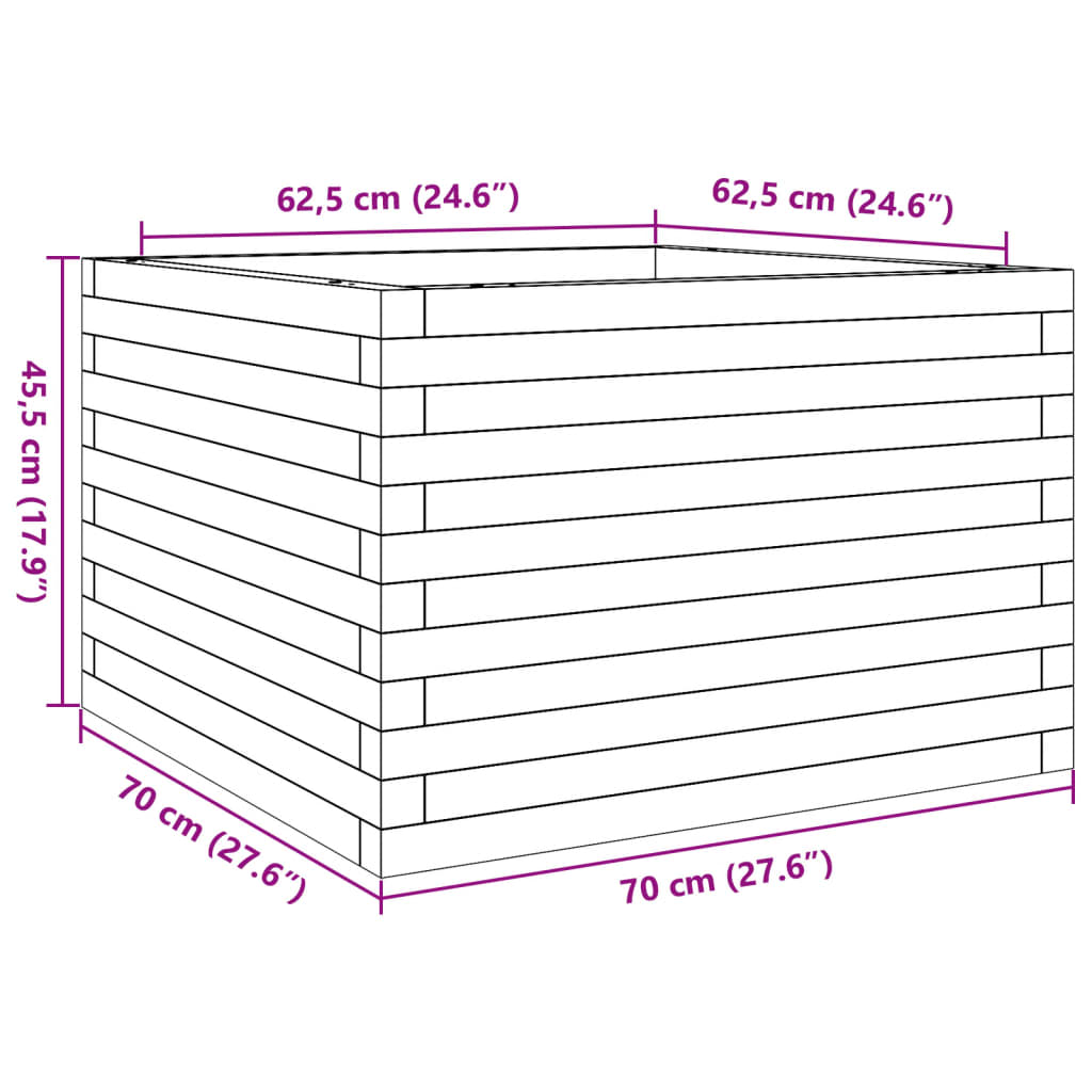 Garden Planter 70x70x45.5 cm Solid Wood Pine