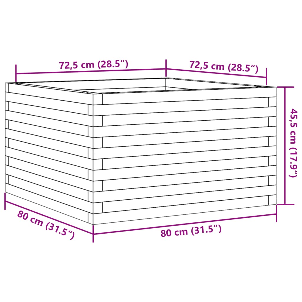 Garden Planter Wax Brown 80x80x45.5 cm Solid Wood Pine