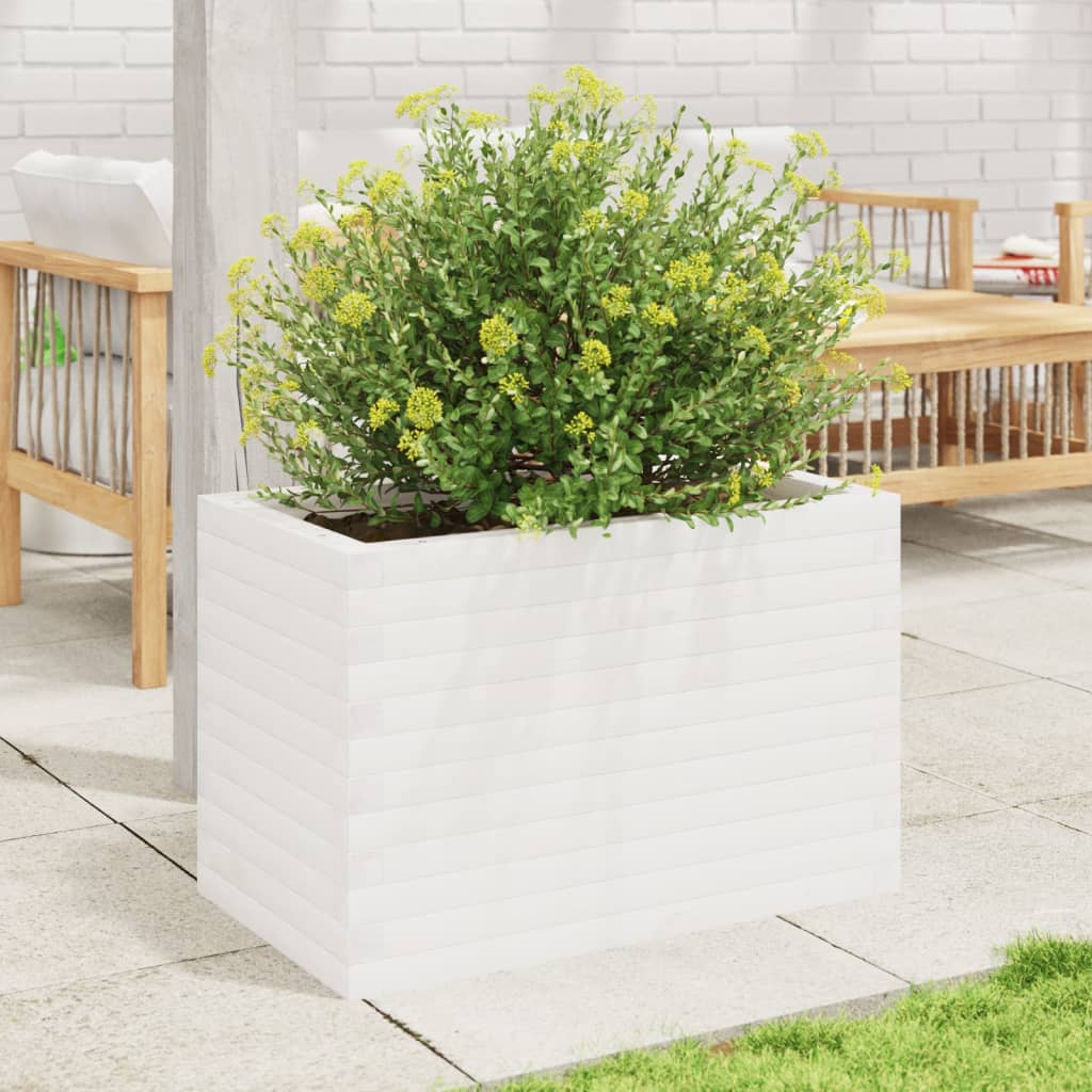 Garden Planter White 70x40x45.5 cm Solid Wood Pine