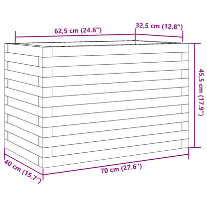 Garden Planter White 70x40x45.5 cm Solid Wood Pine