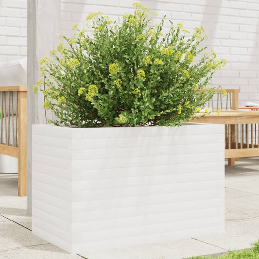 Garden Planter White 70x40x45.5 cm Solid Wood Pine