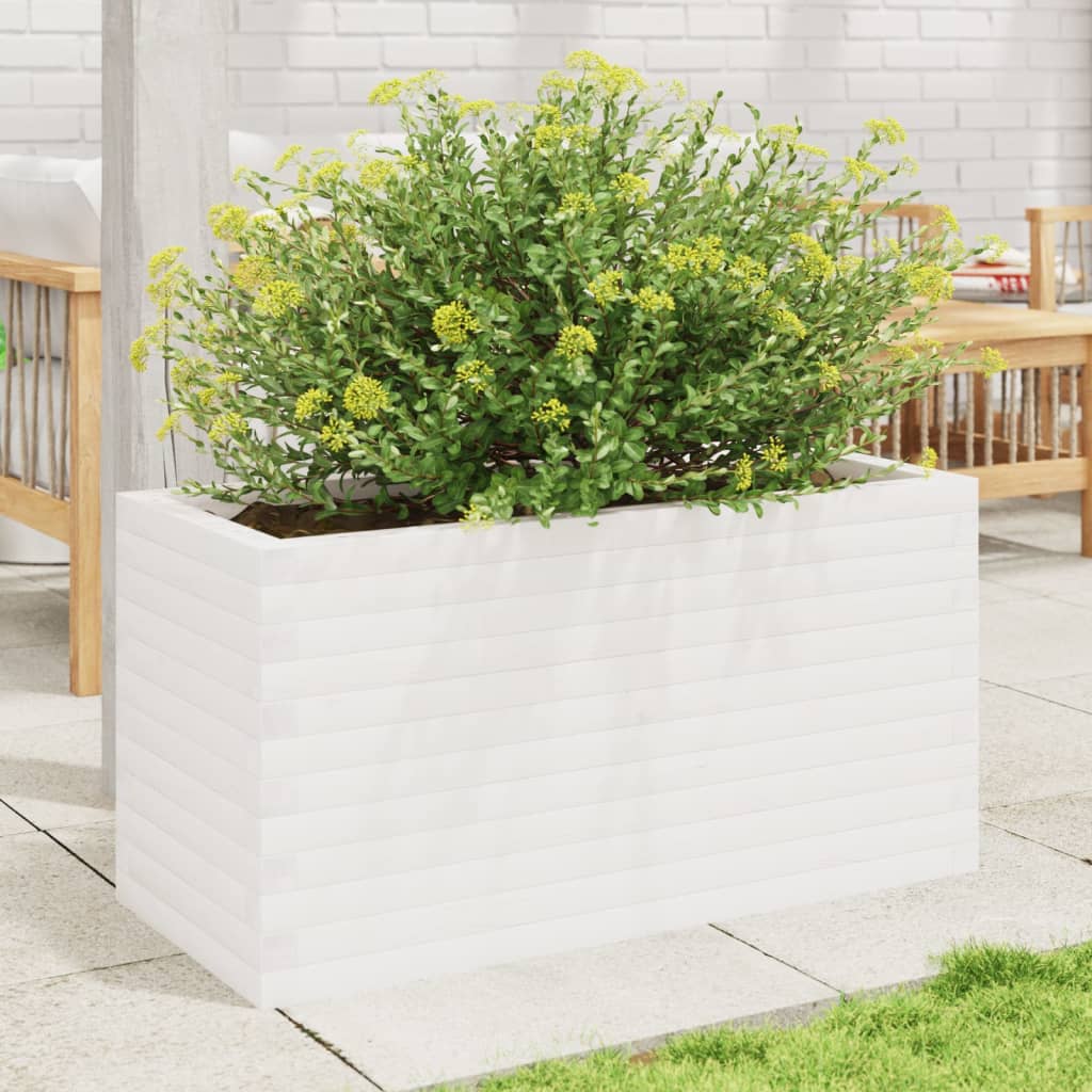 Garden Planter White 90x40x45.5 cm Solid Wood Pine