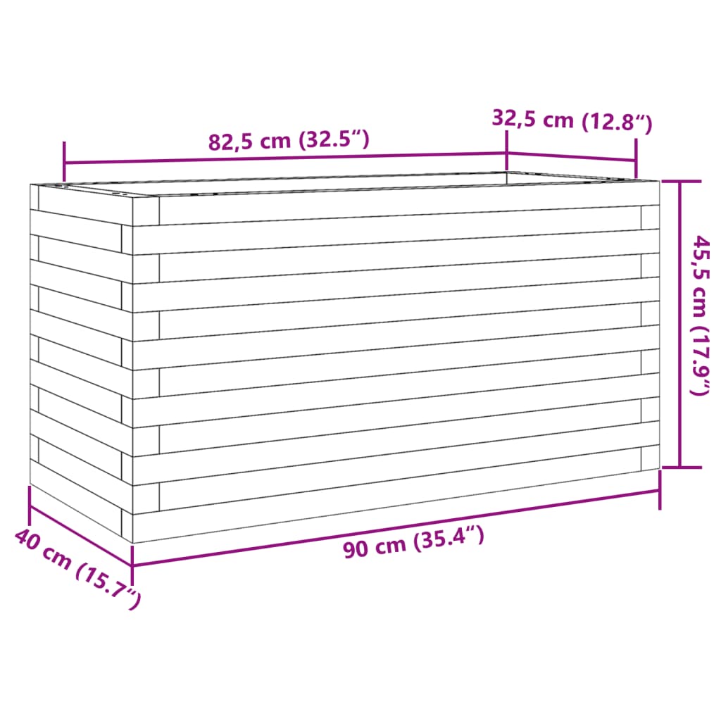 Garden Planter White 90x40x45.5 cm Solid Wood Pine