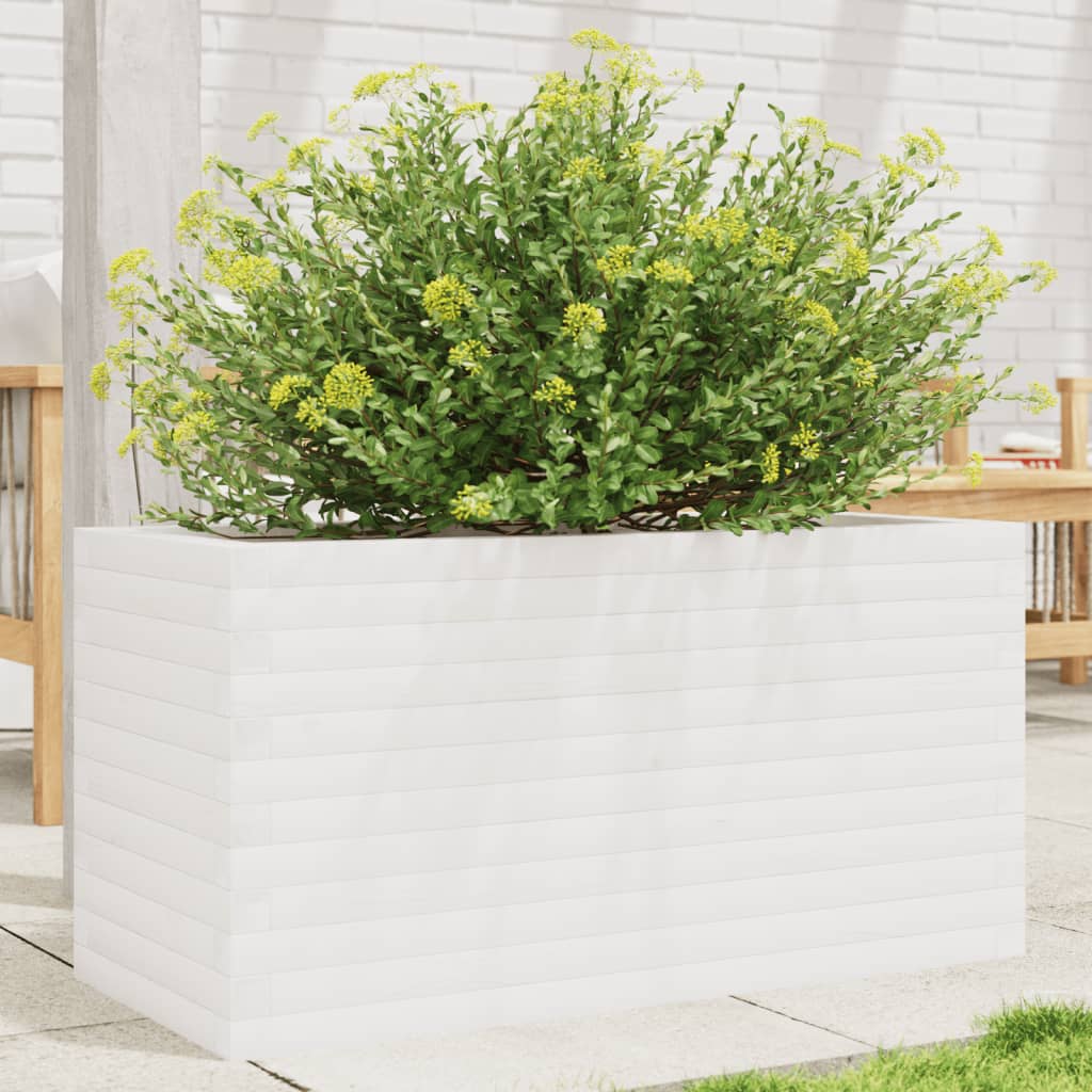 Garden Planter White 90x40x45.5 cm Solid Wood Pine