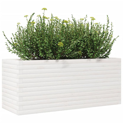 Garden Planter White 110x40x45.5 cm Solid Wood Pine