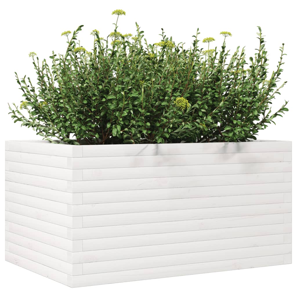 Garden Planter White 90x60x45.5 cm Solid Wood Pine