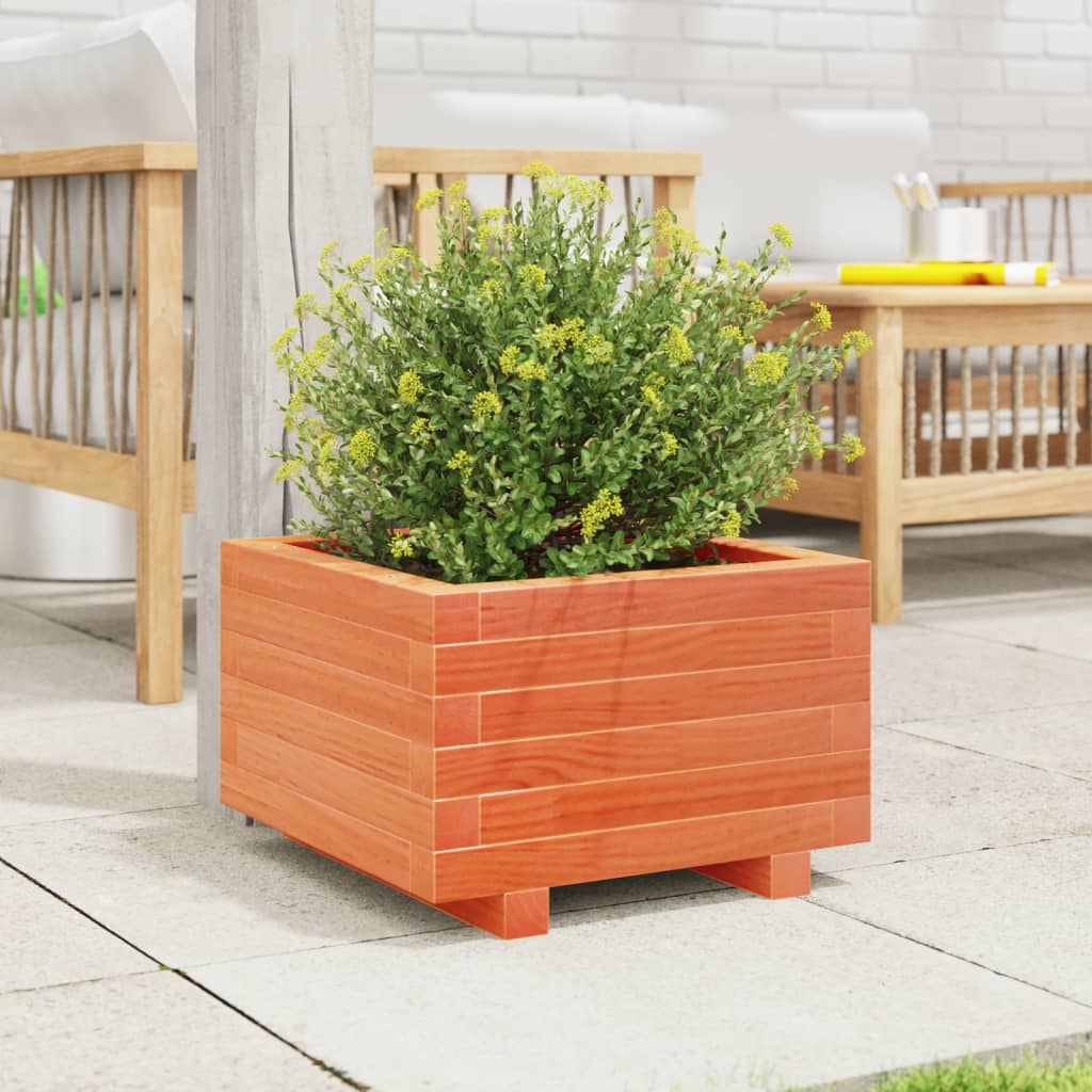 Garden Planter Wax Brown 40x40x26.5 cm Solid Wood Pine