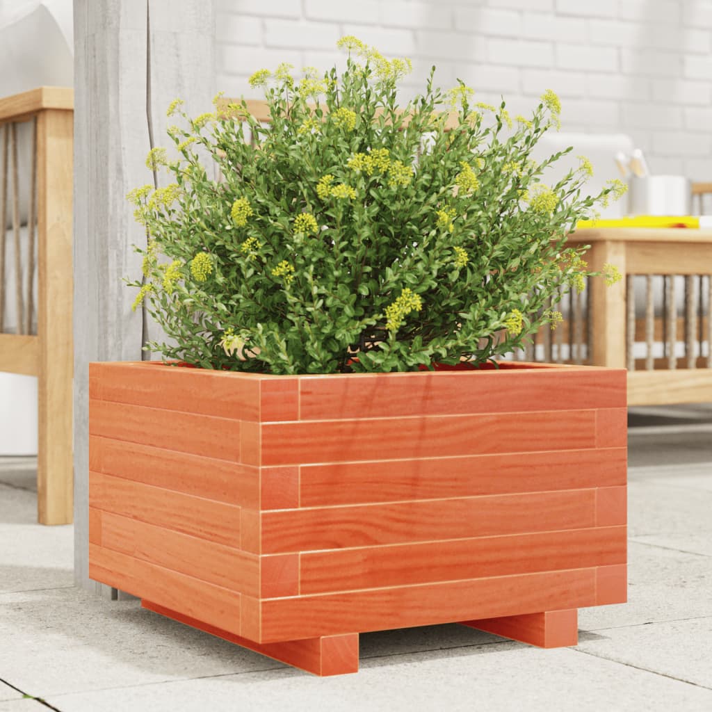 Garden Planter Wax Brown 40x40x26.5 cm Solid Wood Pine