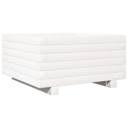 Garden Planter White 50x50x26.5 cm Solid Wood Pine