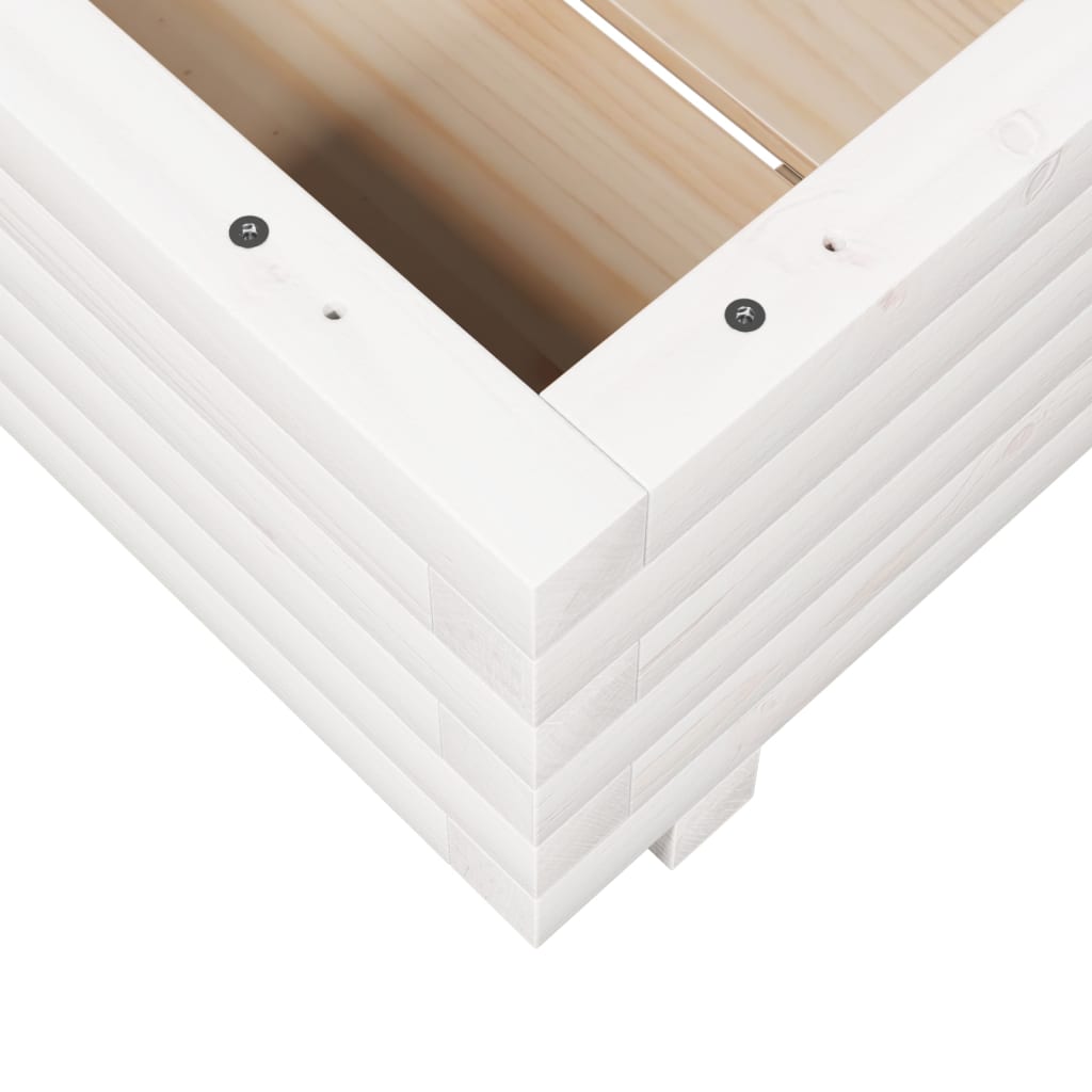 Garden Planter White 50x50x26.5 cm Solid Wood Pine