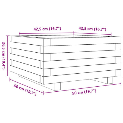 Garden Planter Wax Brown 50x50x26.5 cm Solid Wood Pine