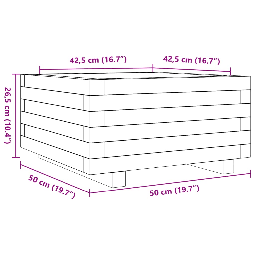 Garden Planter 50x50x26.5 cm Impregnated Wood Pine