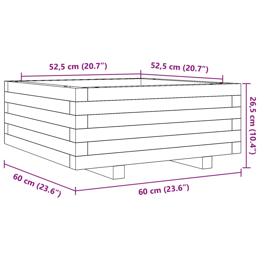 Garden Planter 60x60x26.5 cm Solid Wood Pine