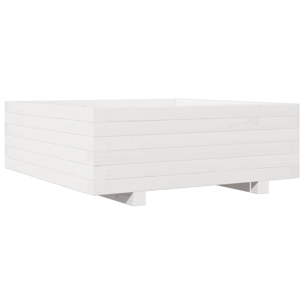 Garden Planter White 70x70x26.5 cm Solid Wood Pine