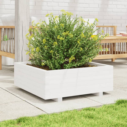 Garden Planter White 70x70x26.5 cm Solid Wood Pine