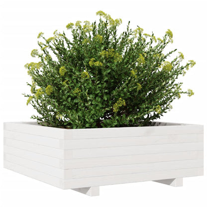 Garden Planter White 70x70x26.5 cm Solid Wood Pine