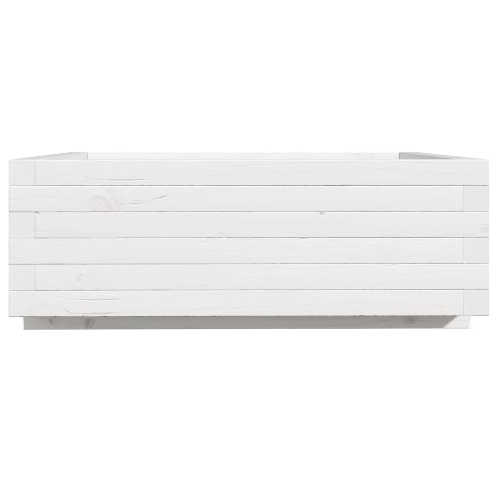 Garden Planter White 70x70x26.5 cm Solid Wood Pine