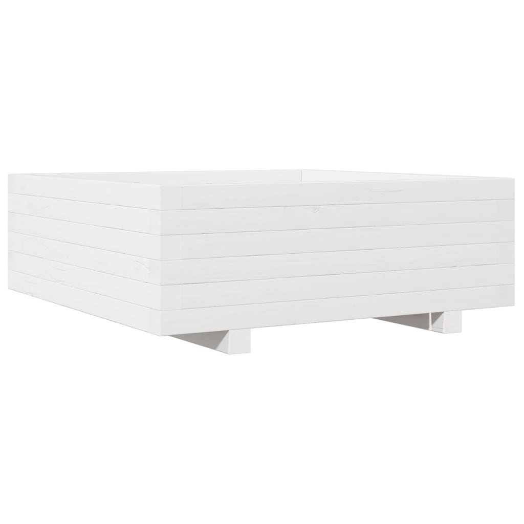 Garden Planter White 70x70x26.5 cm Solid Wood Pine