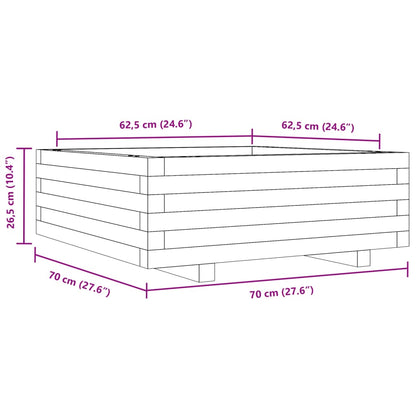 Garden Planter White 70x70x26.5 cm Solid Wood Pine