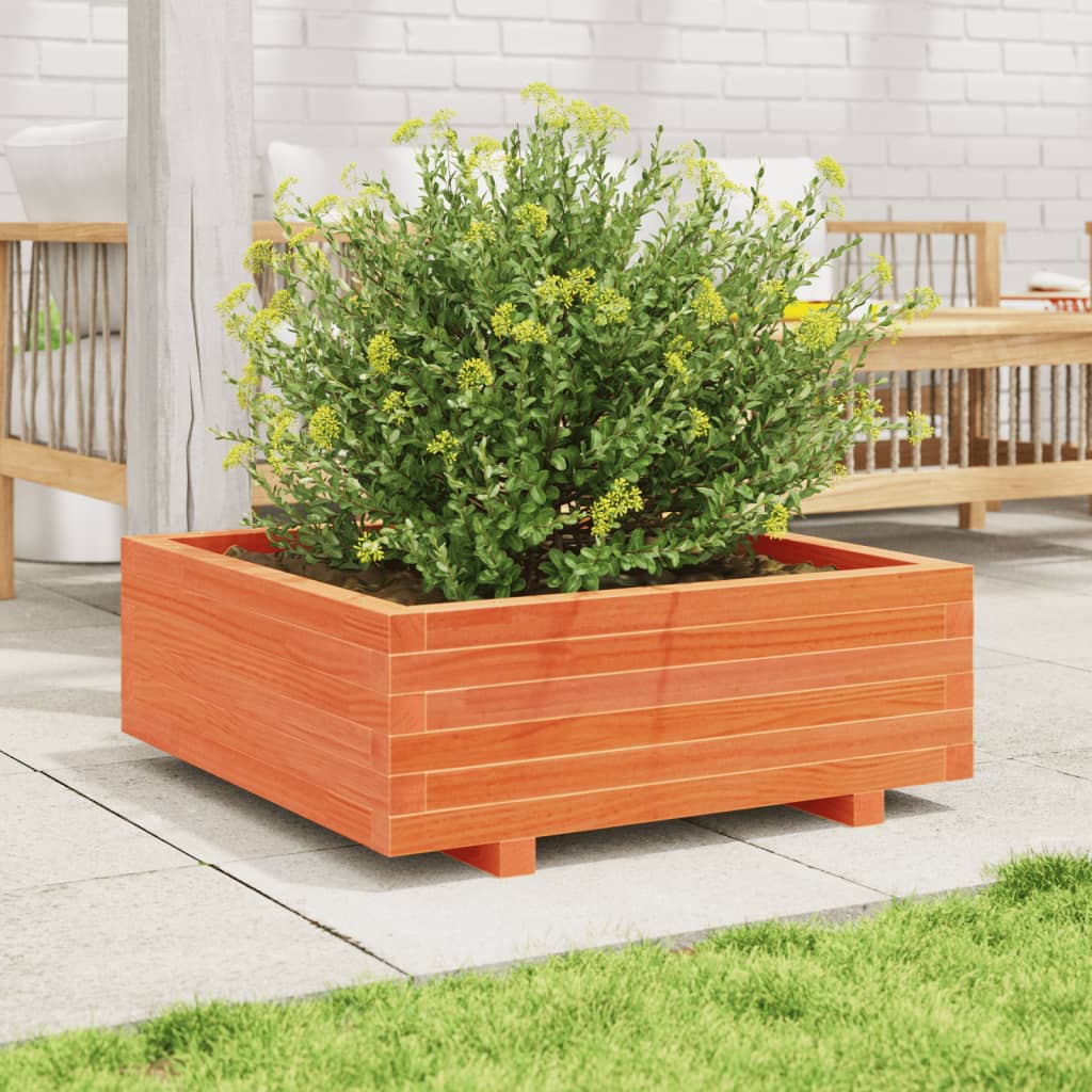 Garden Planter Wax Brown 70x70x26.5 cm Solid Wood Pine