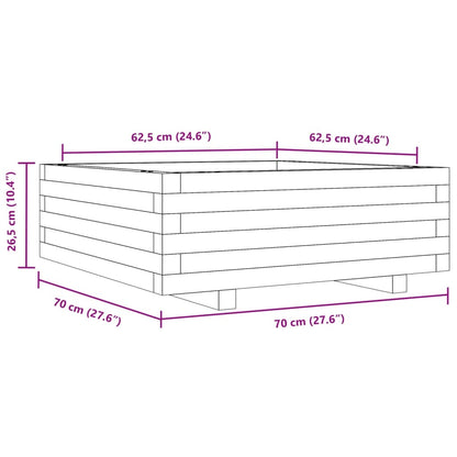 Garden Planter Wax Brown 70x70x26.5 cm Solid Wood Pine