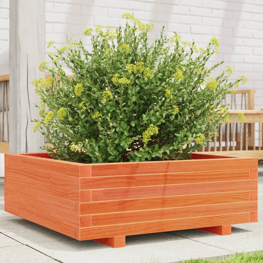 Garden Planter Wax Brown 70x70x26.5 cm Solid Wood Pine